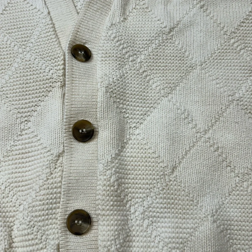 Jantzen Men’s Vintage Cream Cardigan Knit Sweater‎ Vest Diamond L